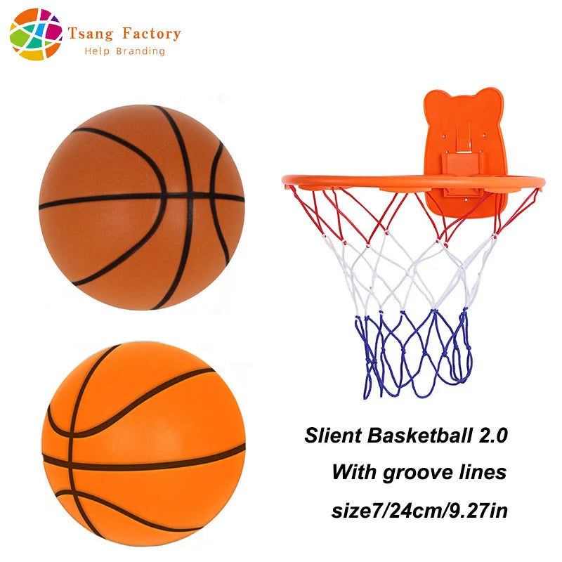 Slient Basketball 2.0 with Groove Lines PU Foam Quiet Mute Ball No Noise Bouncing Basketball Indoor Squeezable Slient Ball