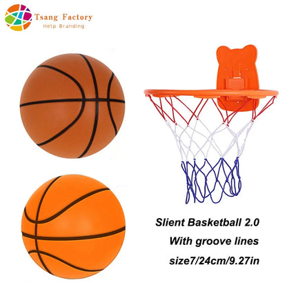 Slient Basketball 2.0 with Groove Lines PU Foam Quiet Mute Ball No Noise Bouncing Basketball Indoor Squeezable Slient Ball